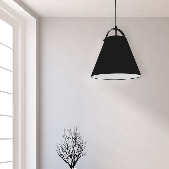 Dainolite 1 Light Emperor Pendant Aged Brass with Black Shade