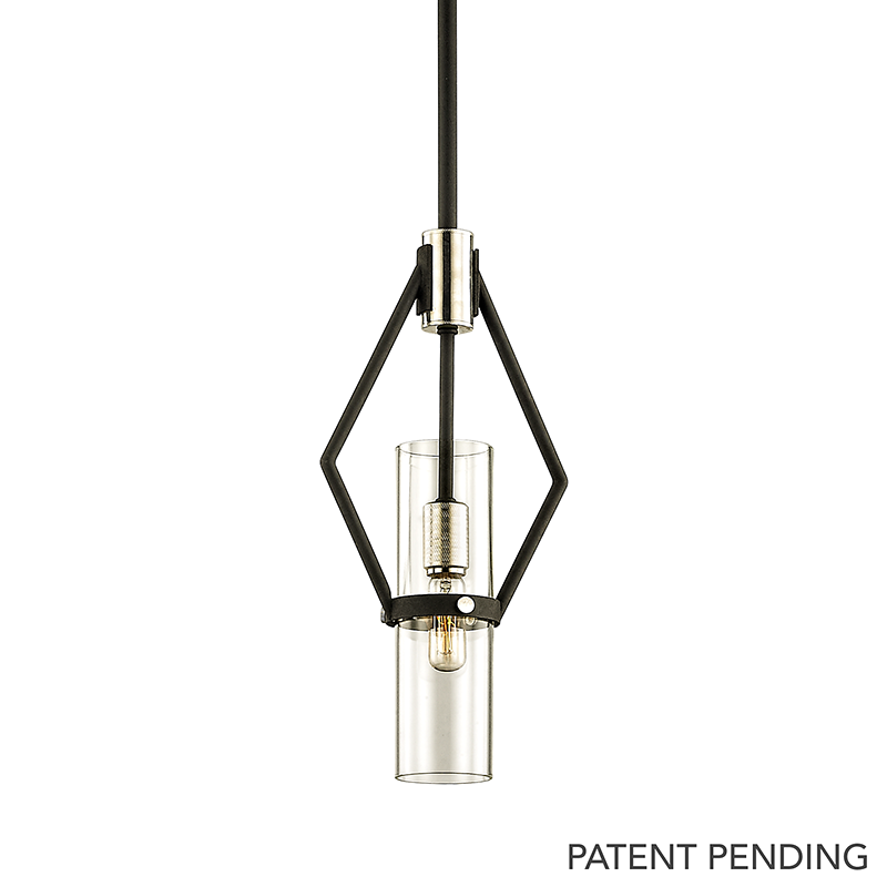 Raef Pendant 15" - Textured Black & Polish Nickel