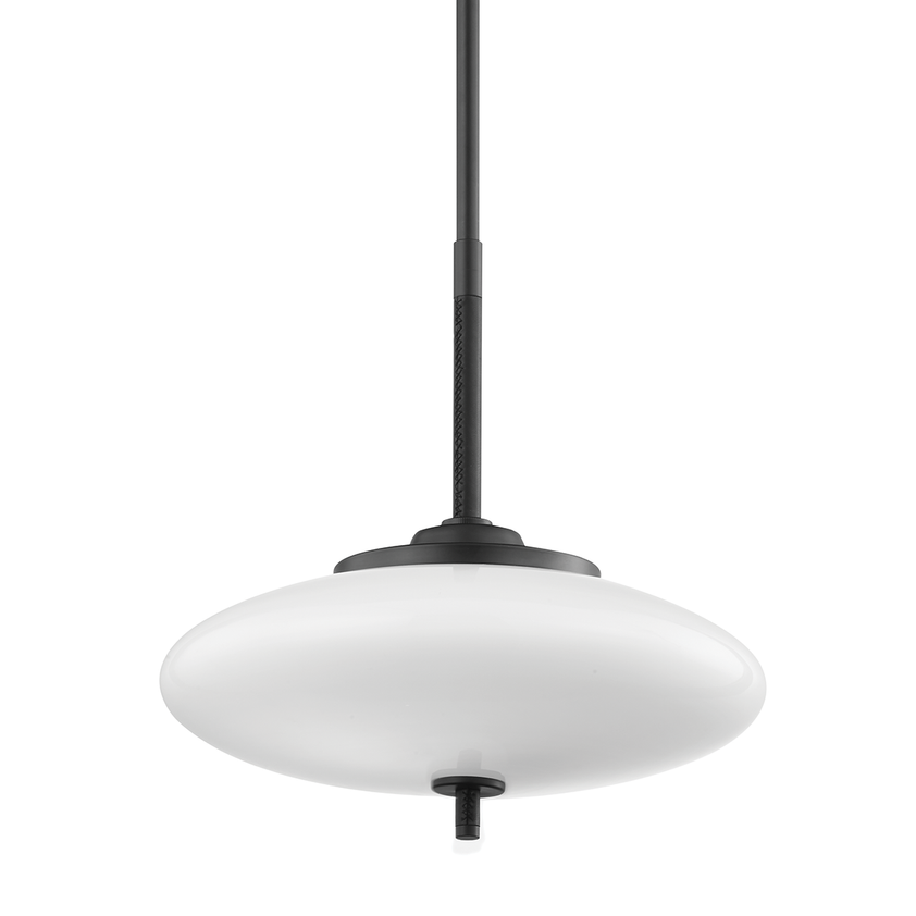 Fallon 2 Light Pendant - Satin Black/Black Leather, 18"