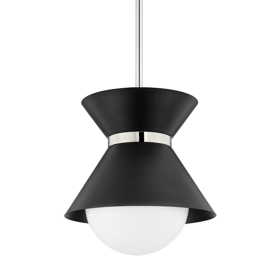 Scout 1 Light Large Pendant - Soft Black/Polished Nickel