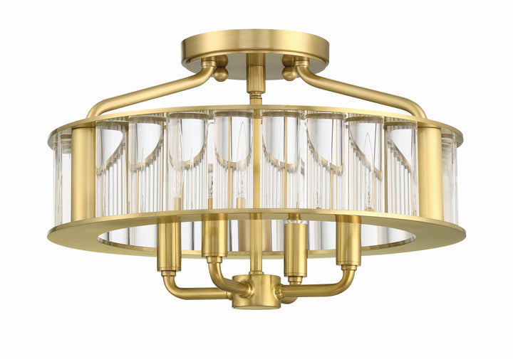 Crystorama Libby Langdon Farris 4 Light Aged Brass Semi Flush Mount