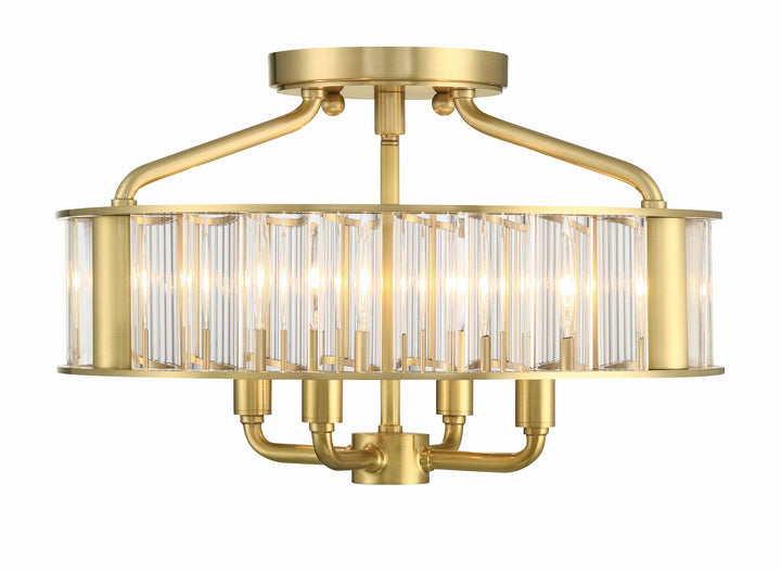 Crystorama Libby Langdon Farris 4 Light Aged Brass Semi Flush Mount