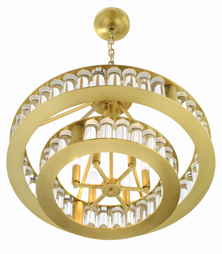 Crystorama Libby Langdon Farris 6 Light Aged Brass Chandelier