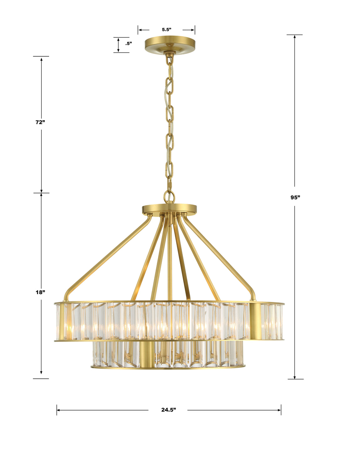 Crystorama Libby Langdon Farris 6 Light Aged Brass Chandelier