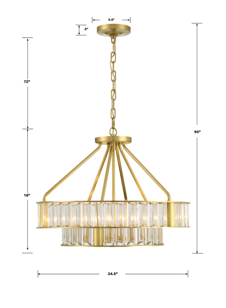 Crystorama Libby Langdon Farris 6 Light Aged Brass Chandelier