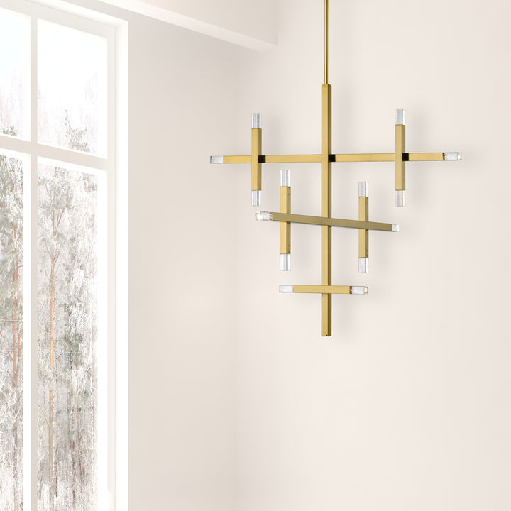 Dainolite 42W Aged Brass Chandelier w/ Acrylic Diffuser