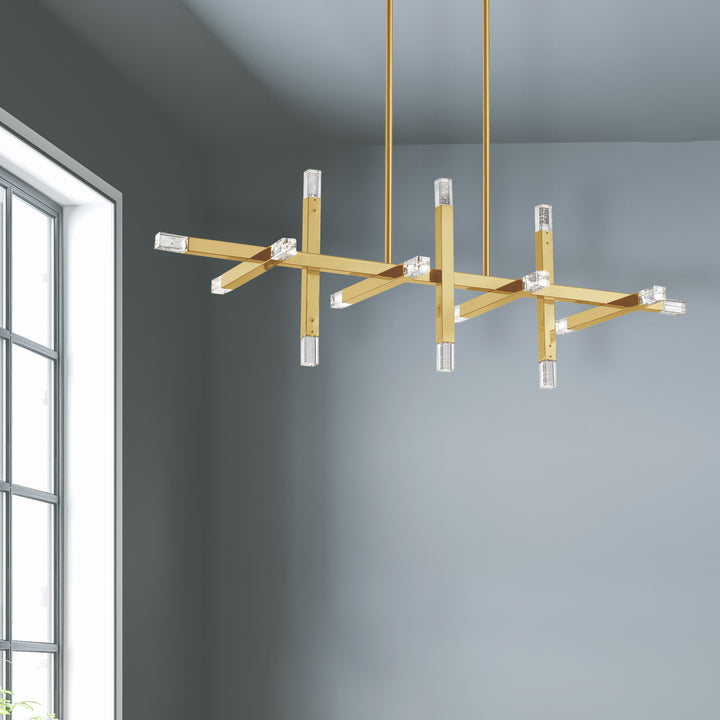 Dainolite 48W Horizontal Aged Brass Chandelier w/ Acrylic Diffuser