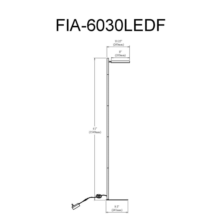 Dainolite 1 Light LED Fia Floor Lamp Aged Brass