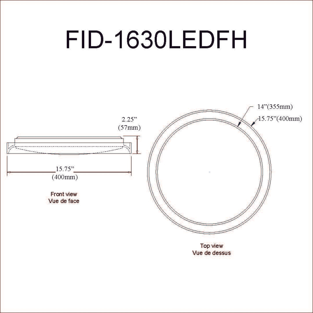 Dainolite 30W Flush Mount, Sandy Black Finish