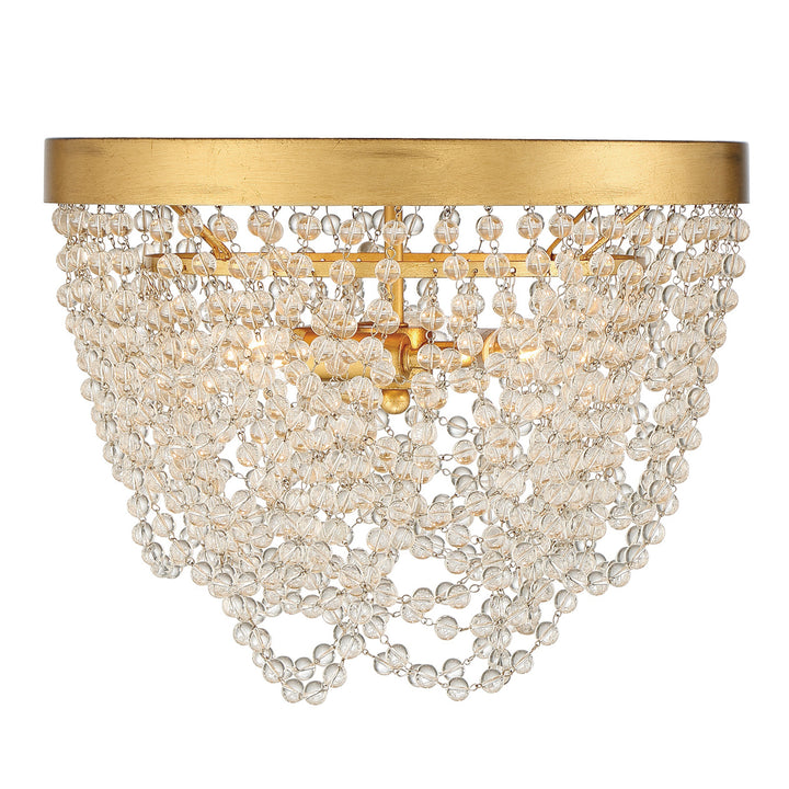 Crystorama Fiona 3 Light Antique Gold Flush Mount