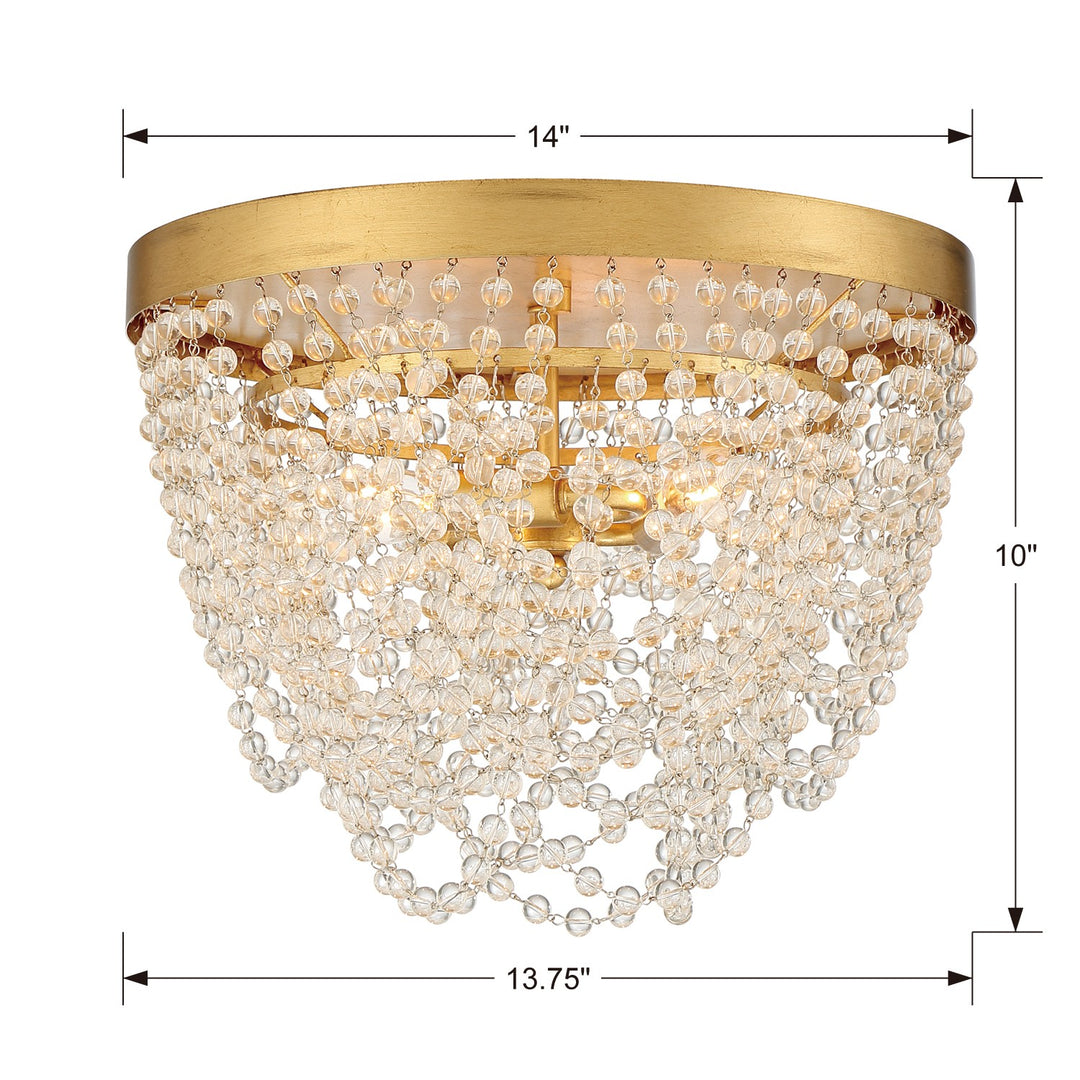 Crystorama Fiona 3 Light Antique Gold Flush Mount