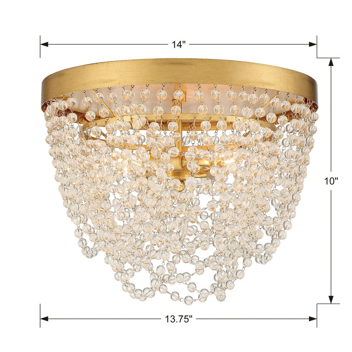 Crystorama Fiona 3 Light Antique Gold Flush Mount