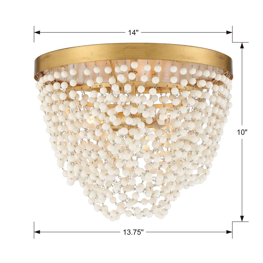 Crystorama Fiona 3 Light Antique Gold Flush Mount