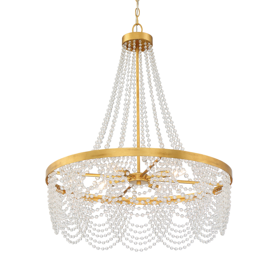 Crystorama Fiona 4 Light Antique Gold Chandelier with Clear Beads