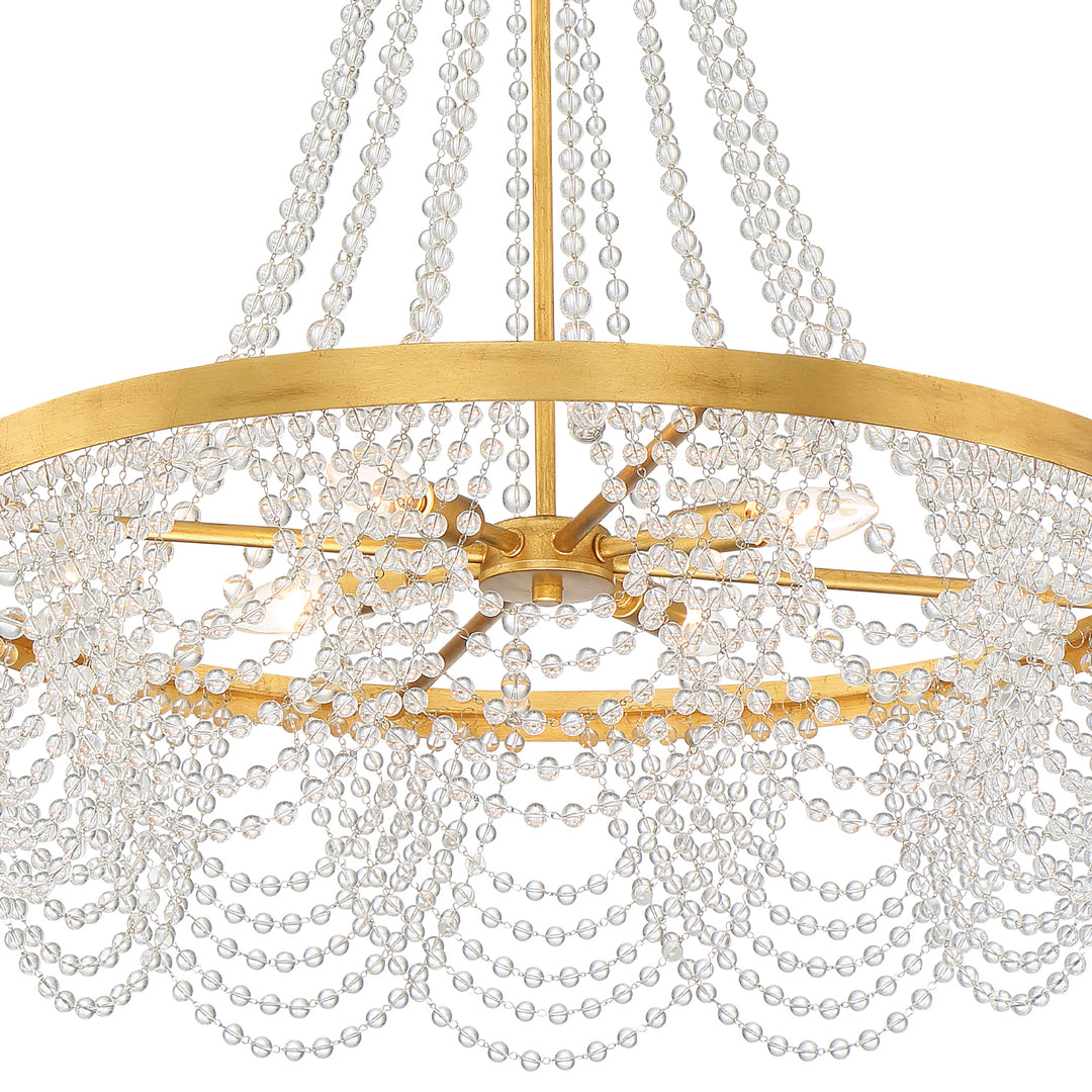 Crystorama Fiona 4 Light Antique Gold Chandelier with Clear Beads