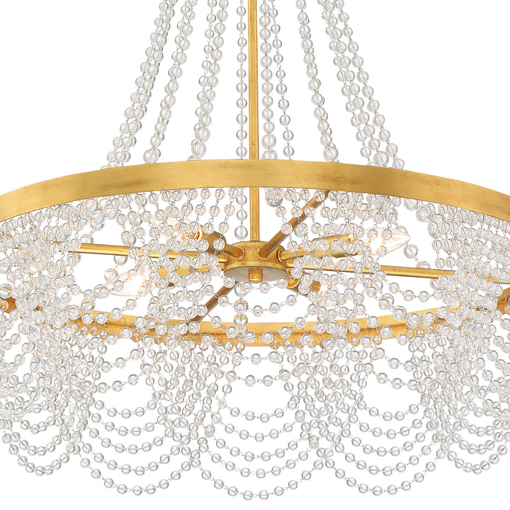 Crystorama Fiona 4 Light Antique Gold Chandelier with Clear Beads