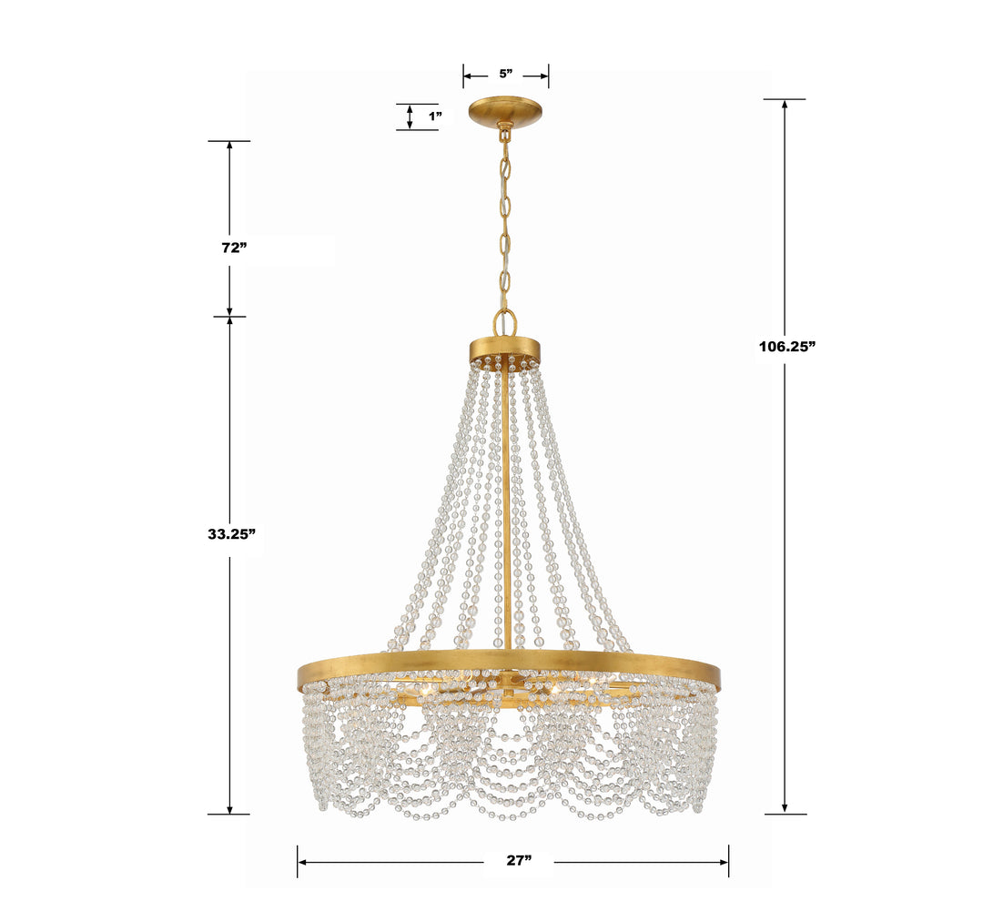 Crystorama Fiona 4 Light Antique Gold Chandelier with Clear Beads