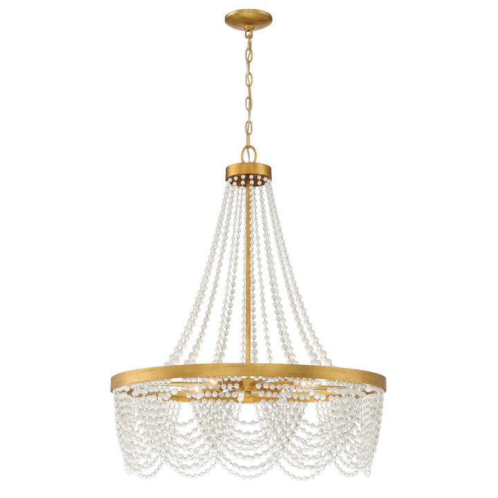 Fiona 4 Light Antique Gold Chandelier with Clear Beads