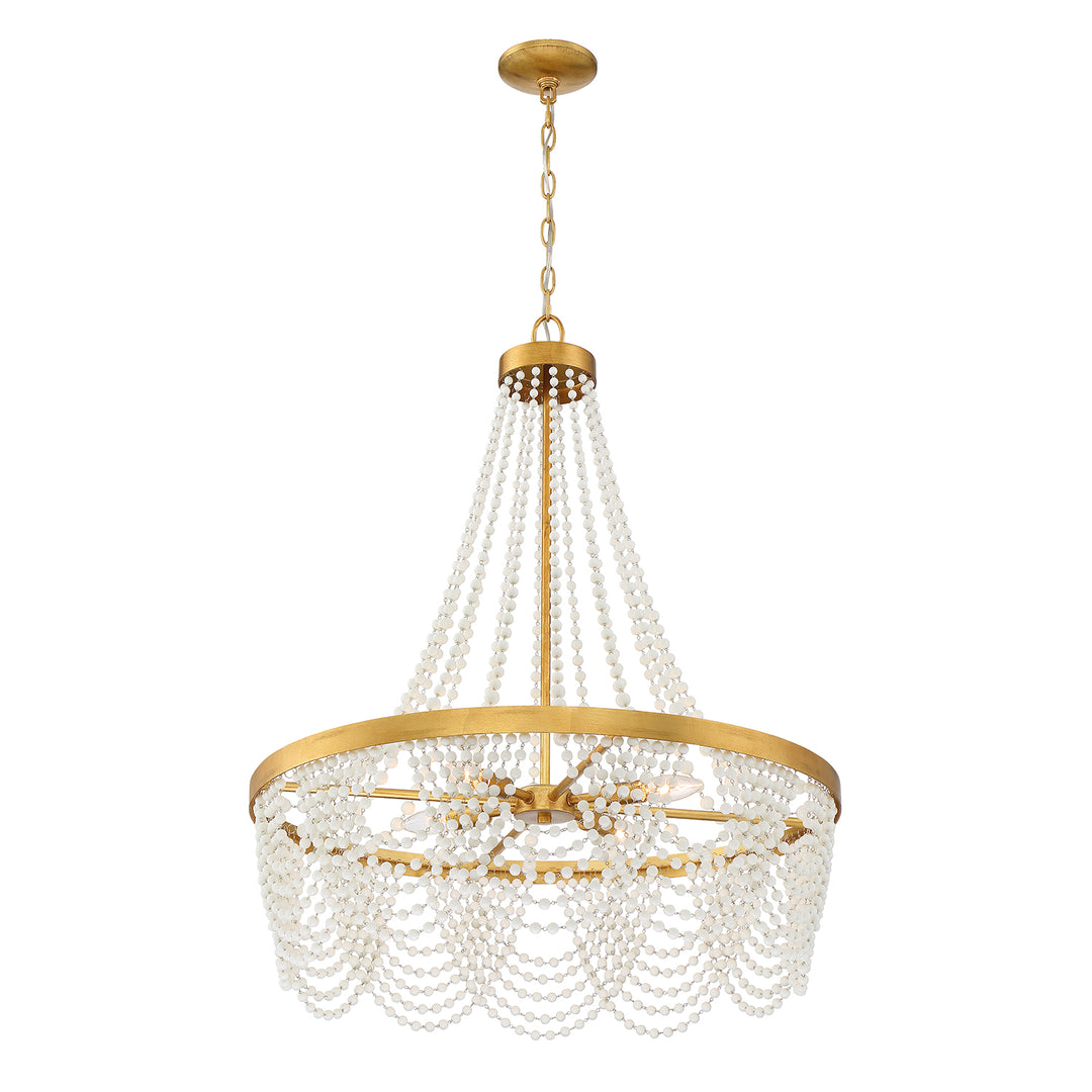 Crystorama Fiona 4 Light Antique Gold Chandelier with Clear Beads