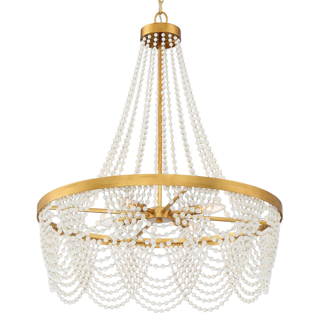 Crystorama Fiona 4 Light Antique Gold Chandelier with Clear Beads