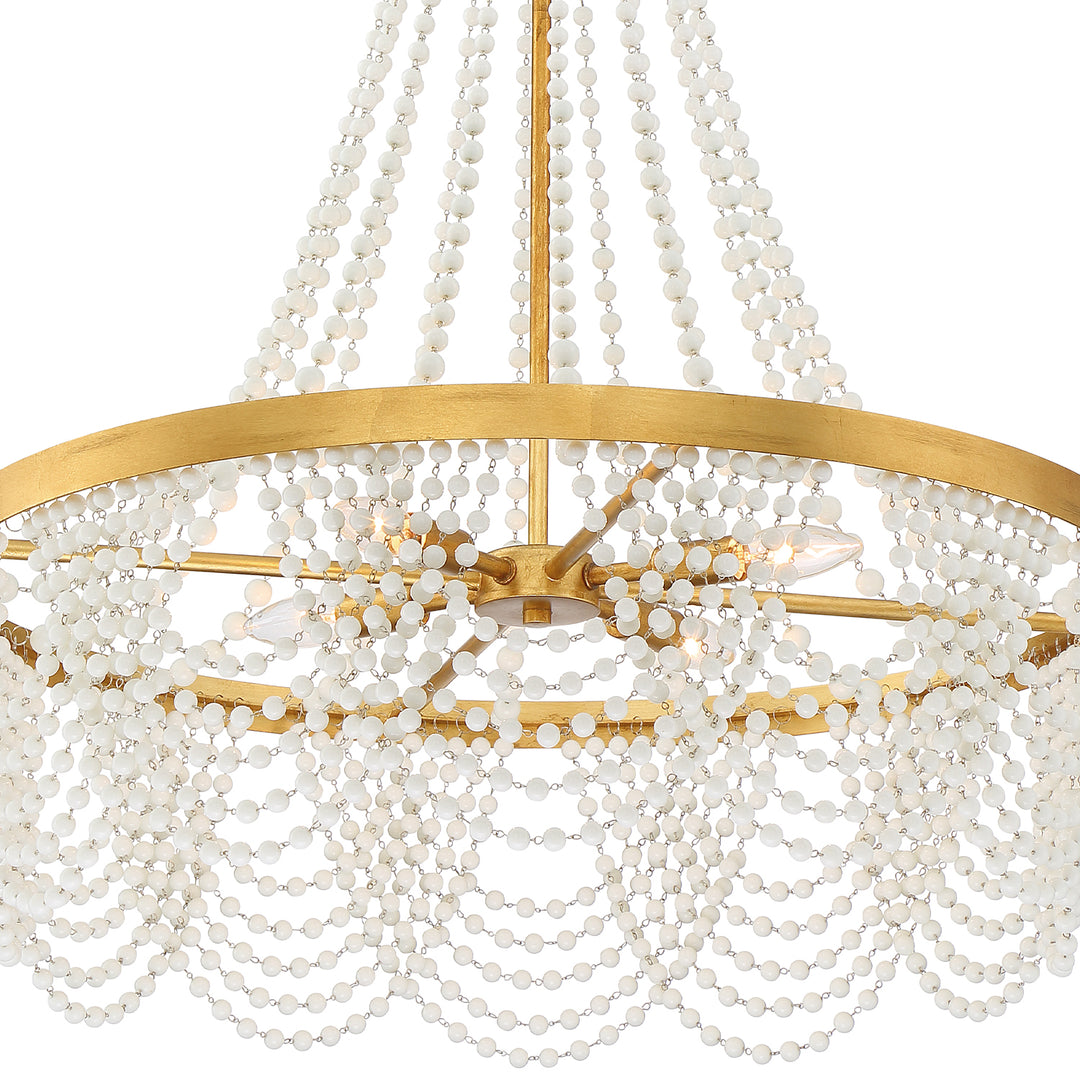 Crystorama Fiona 4 Light Antique Gold Chandelier with Clear Beads