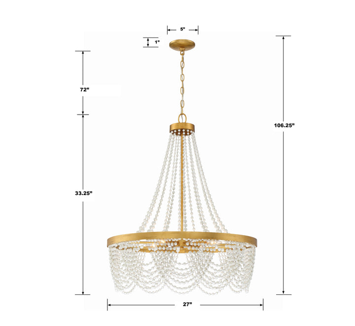 Crystorama Fiona 4 Light Antique Gold Chandelier with Clear Beads