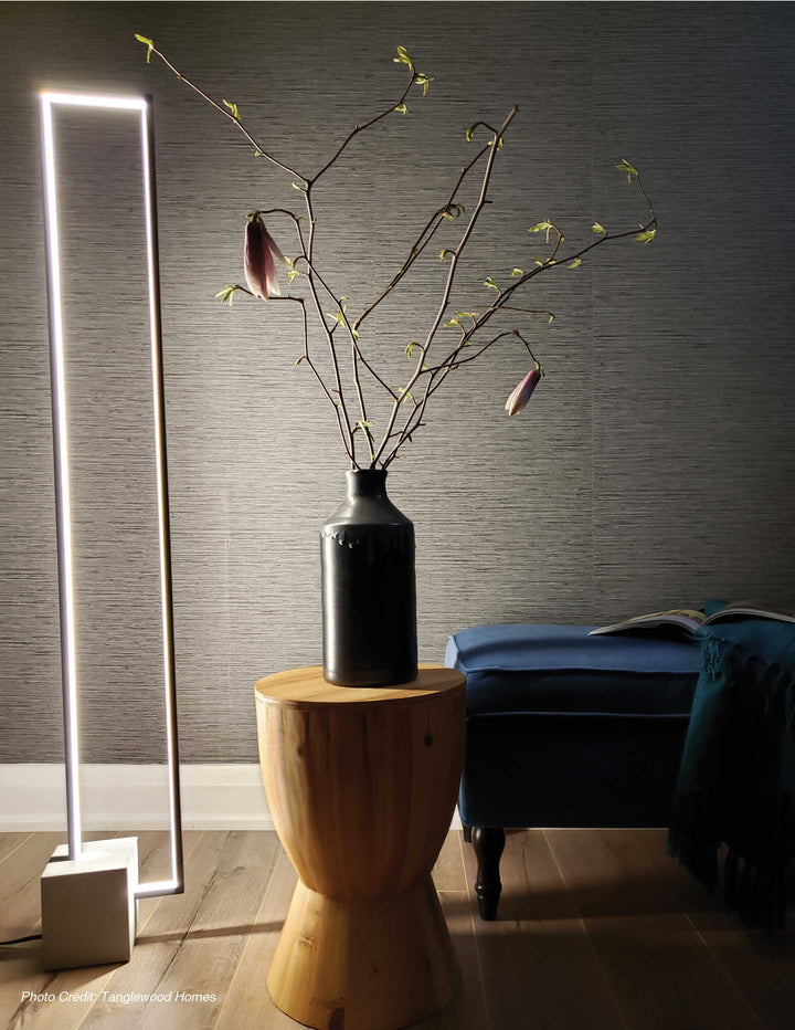 Dainolite 34W LED Floor Lamp Black Finish with Concrete Base