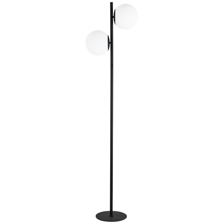 Dainolite 2 Light Incandescent Floor Lamp, Aged Brass with White Opal Glass