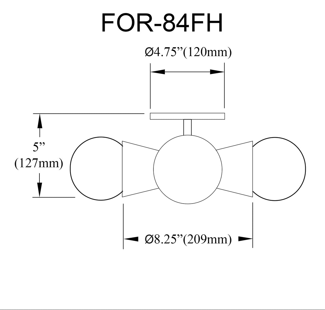 Dainolite 4 Light Incandescent Flush Mount Matte Black