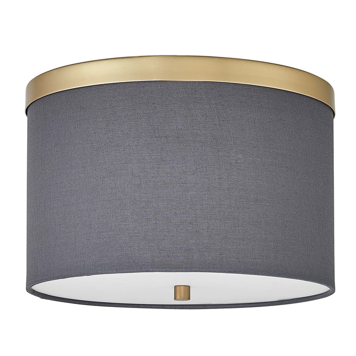 Dainolite 2 Light Flush Mount Aged Brass with Black Shade