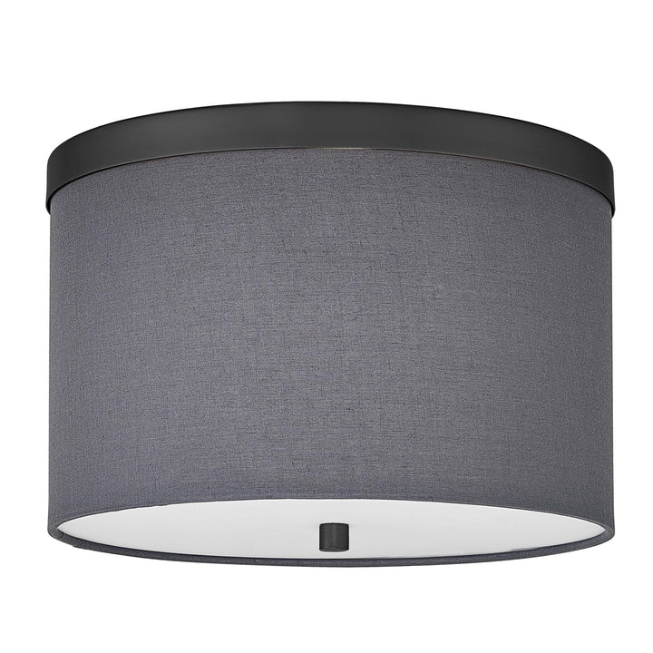 Dainolite 2 Light Flush Mount Aged Brass with Black Shade