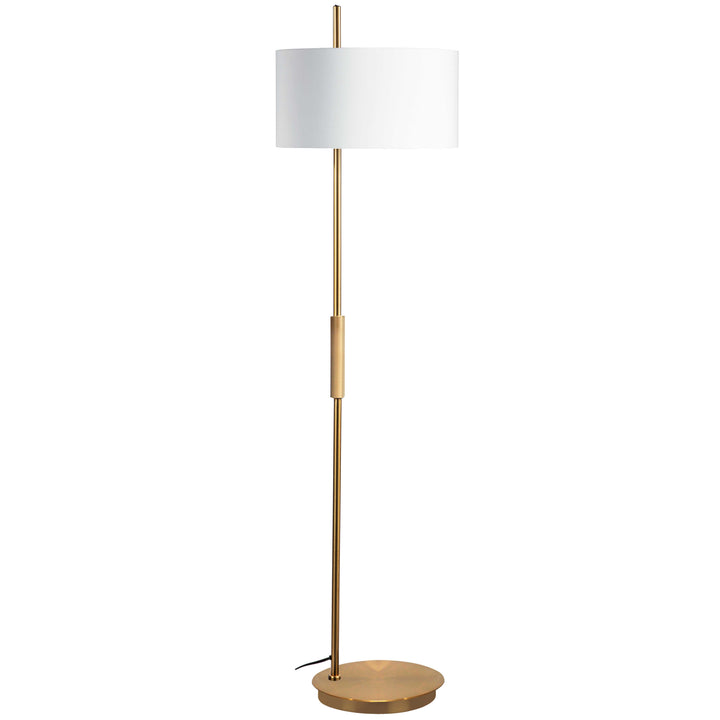 Dainolite 1 Light Incandescent Floor Lamp, Matte Black & Aged Brass w/ BK Shade