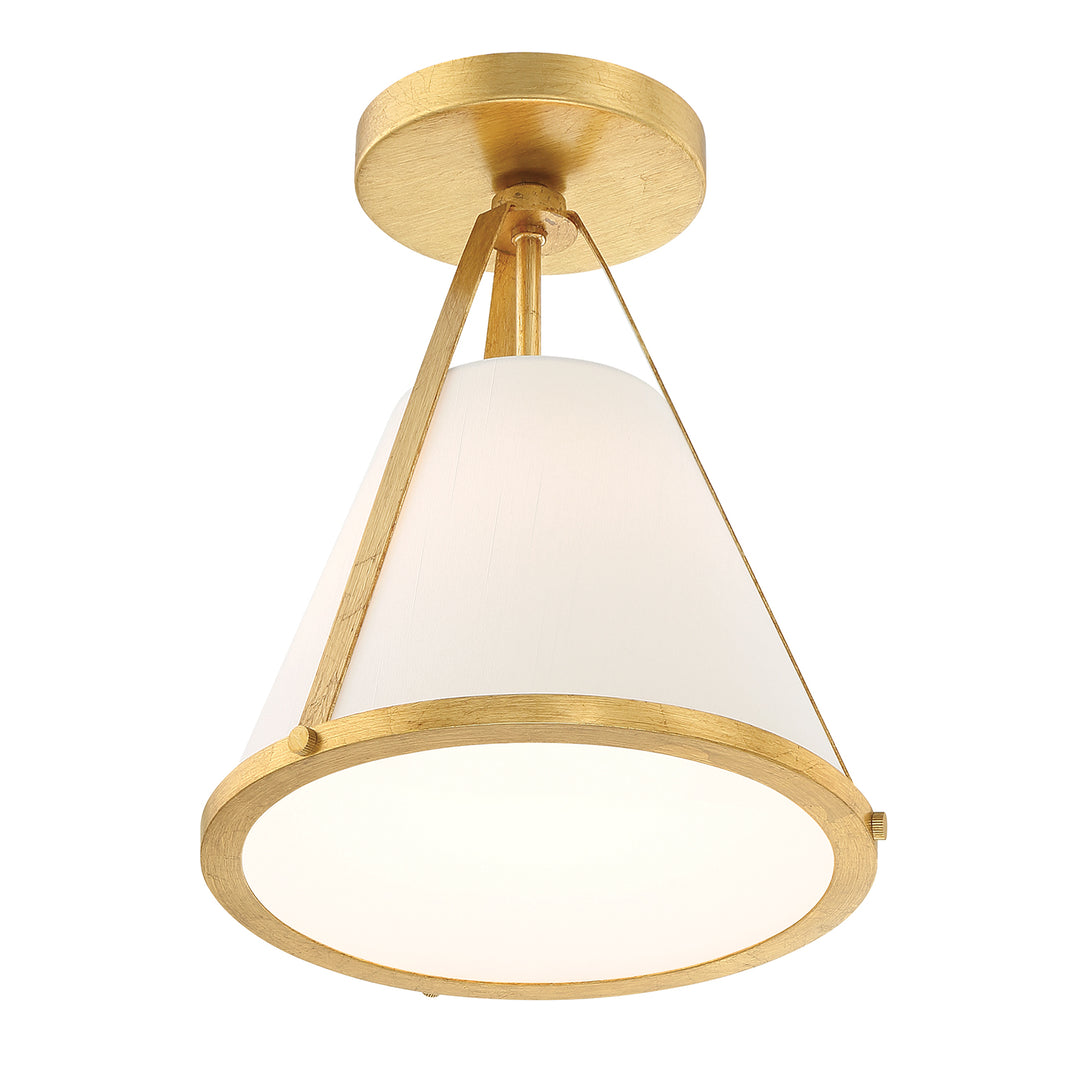 Crystorama Fulton 1 Light Antique Gold Semi Flush Mount