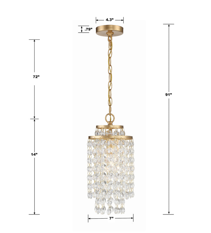 Crystorama Gabrielle 1 Light Antique Gold Mini Pendant