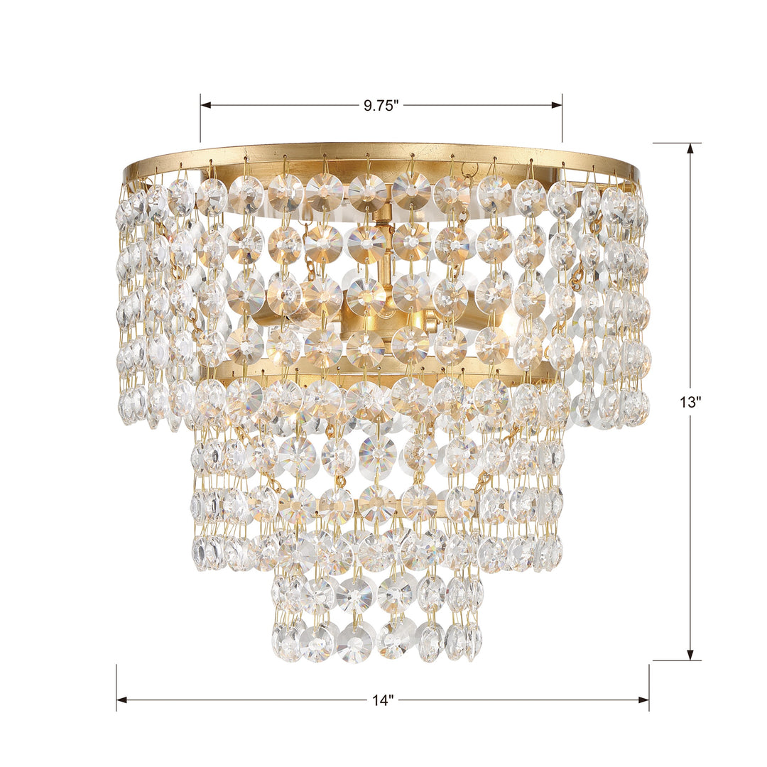 Crystorama Gabrielle 3 Light Antique Gold Flush Mount