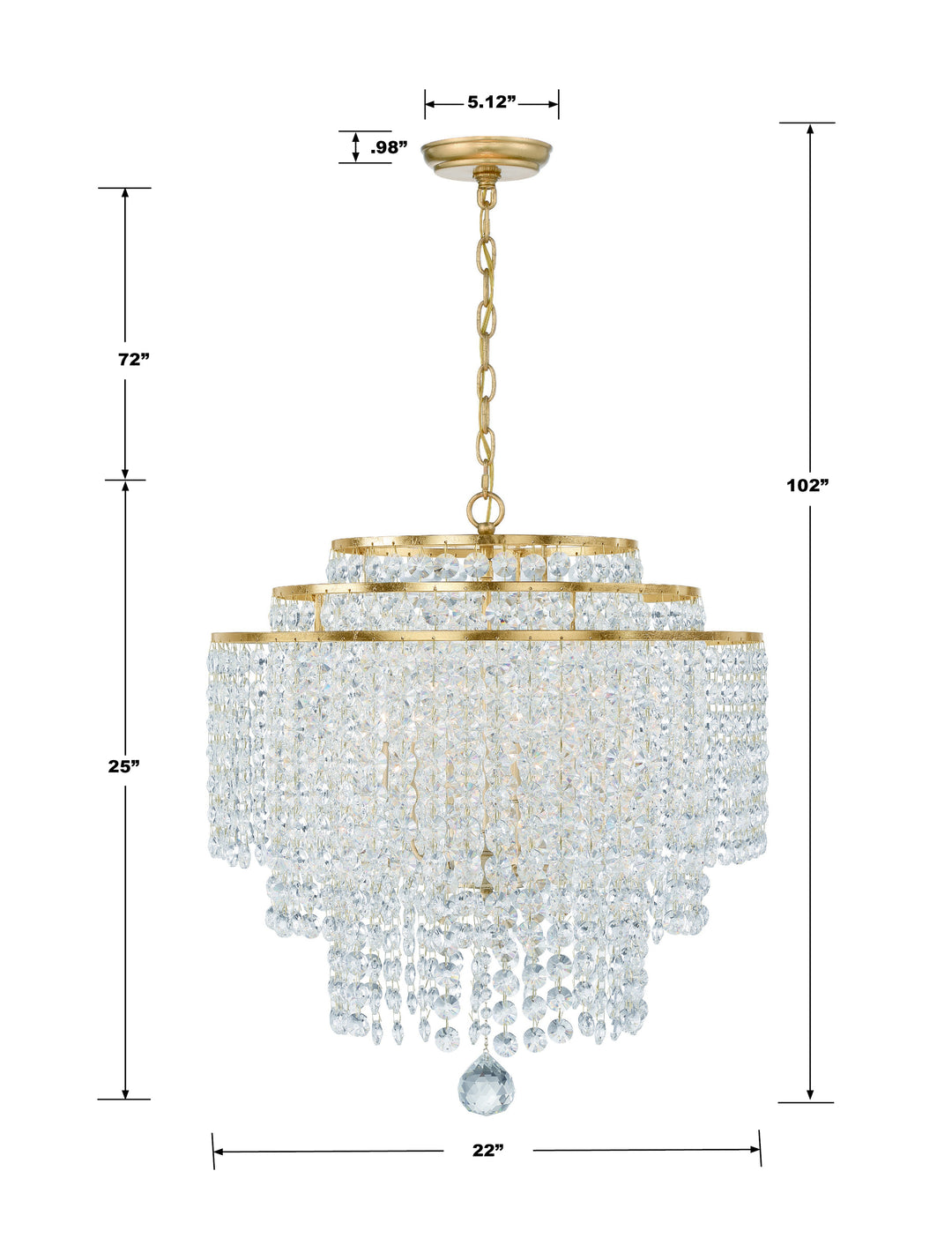 Crystorama Gabrielle 6 Light Antique Gold Chandelier