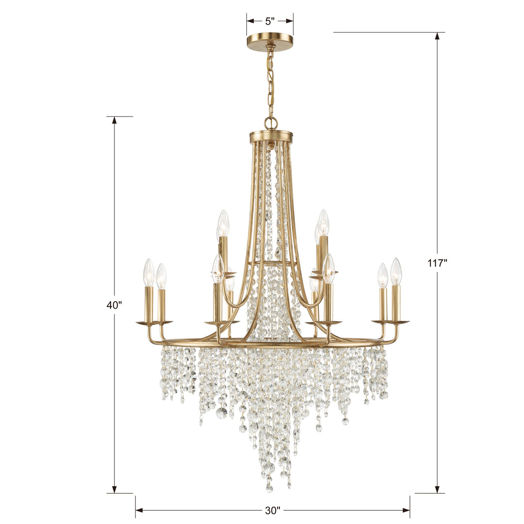 Crystorama Gabrielle 12 Light Antique Gold Chandelier