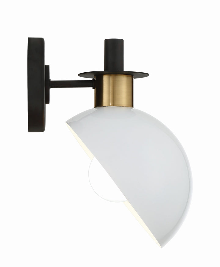 Crystorama Gigi 1 Light Black + Aged Brass Sconce