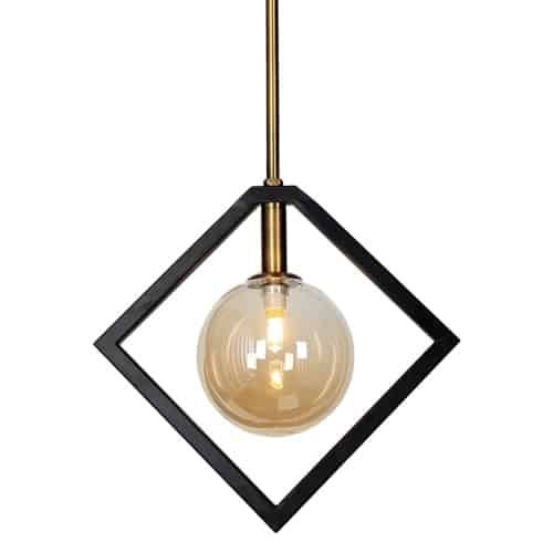 Dainolite 1 Light Pendant, Matte Black & Vintage Bronze Finish, Champagne Glass