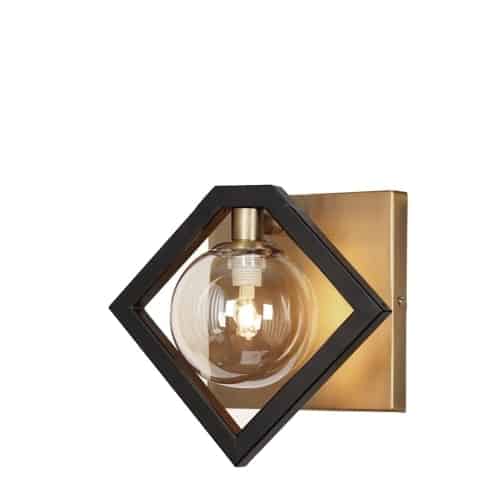 Dainolite 1 Light Wall Sconce, Matte Black & Vintage Bronze Finish, Champagne Glass