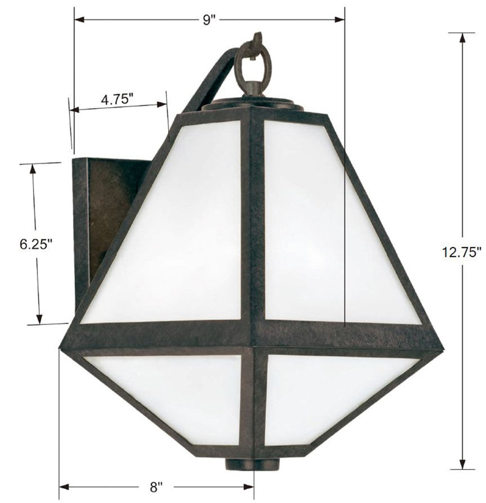 Crystorama Brian Patrick Flynn Glacier 1 Light Black Charcoal Outdoor Sconce