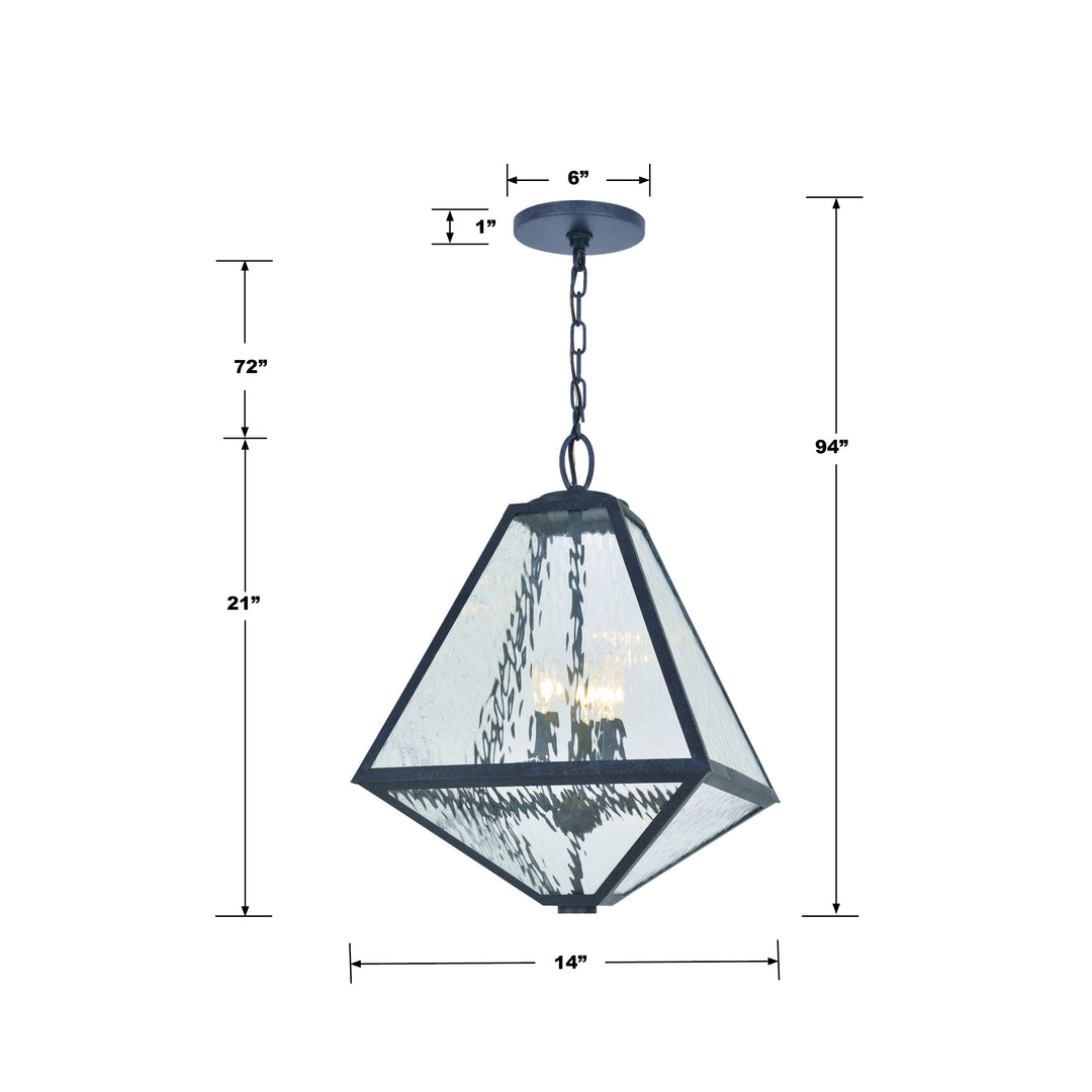 Crystorama Brian Patrick Flynn Glacier 3 Light Black Charcoal Outdoor Pendant