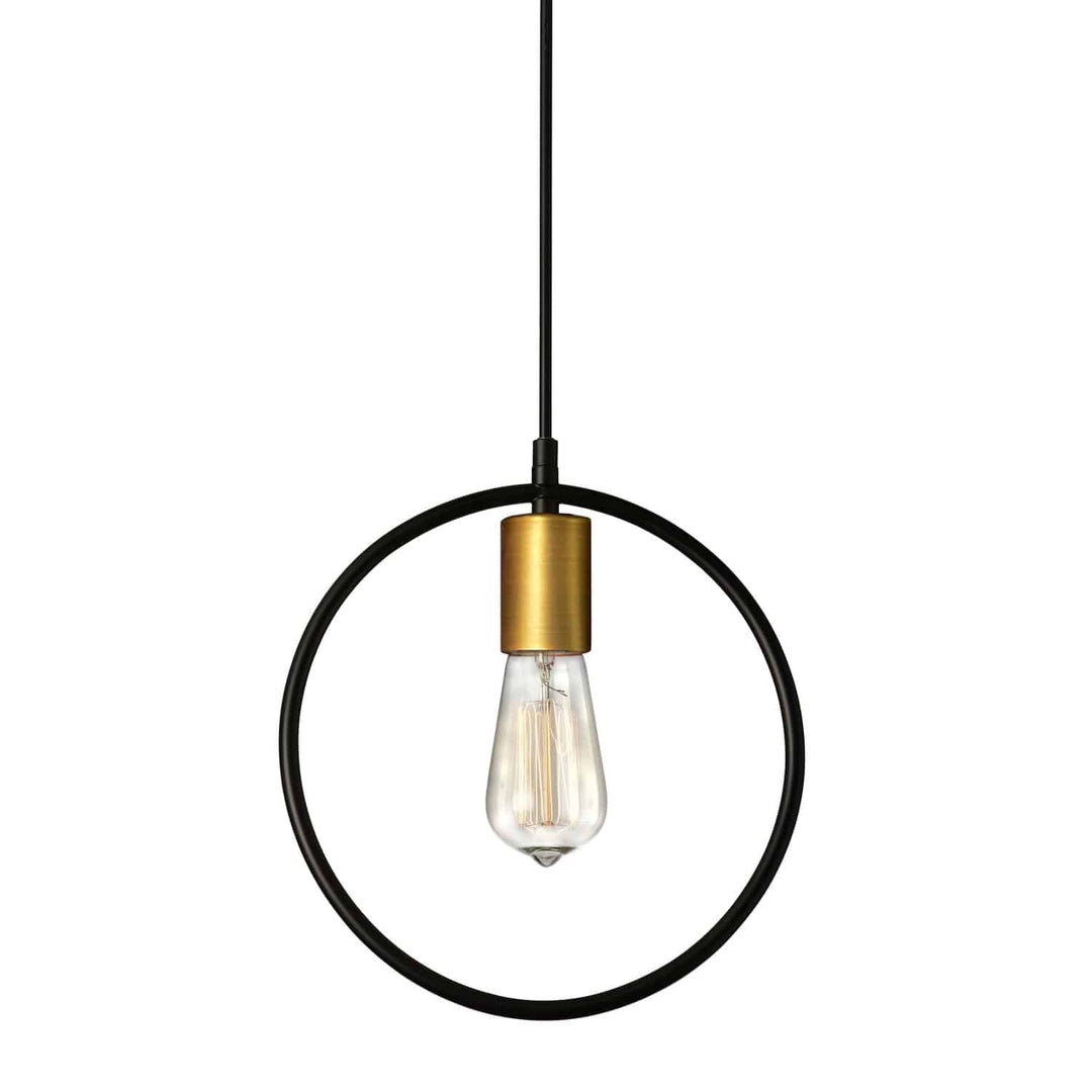 Dainolite 1 Light Pendant, Matte Black & Vintage Bronze Finish