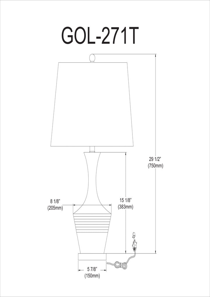 Dainolite 1 Light Ceramic Oversized Table Lamp, White Finish