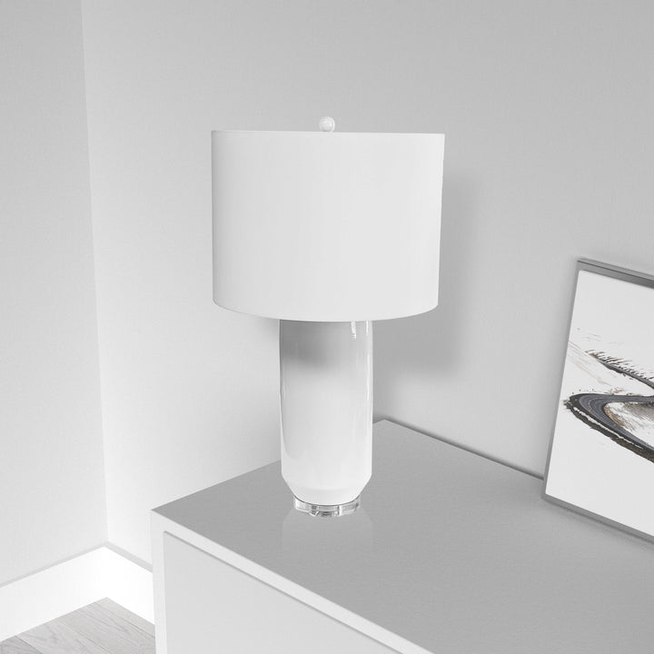 Dainolite 1 Light Ceramic Oversized Table Lamp, White Finish