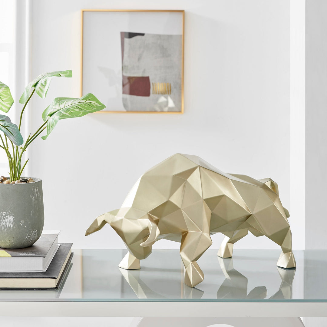 Geometric Bull Sculpture // Champagne Gold