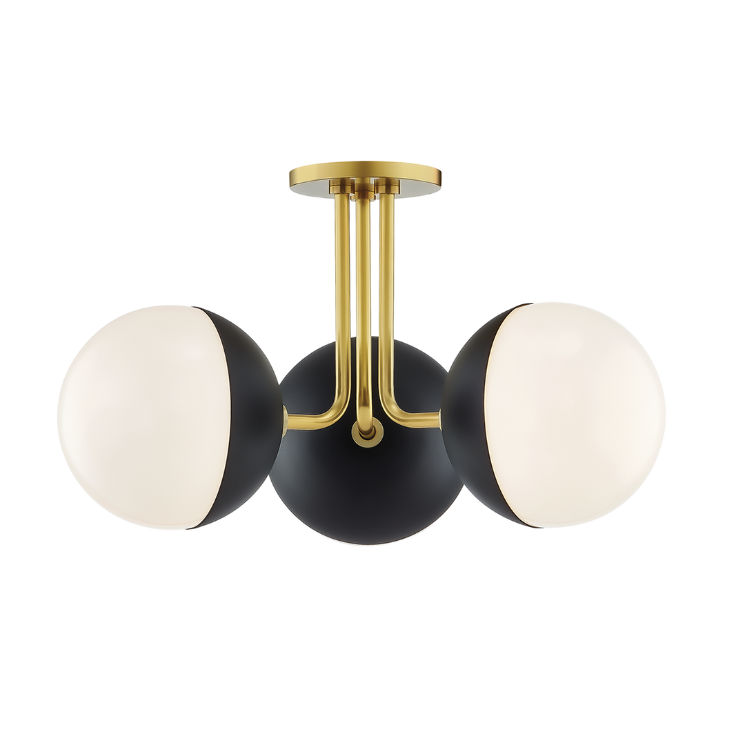 Renee Semi Flush - Aged Brass/Dusk Black