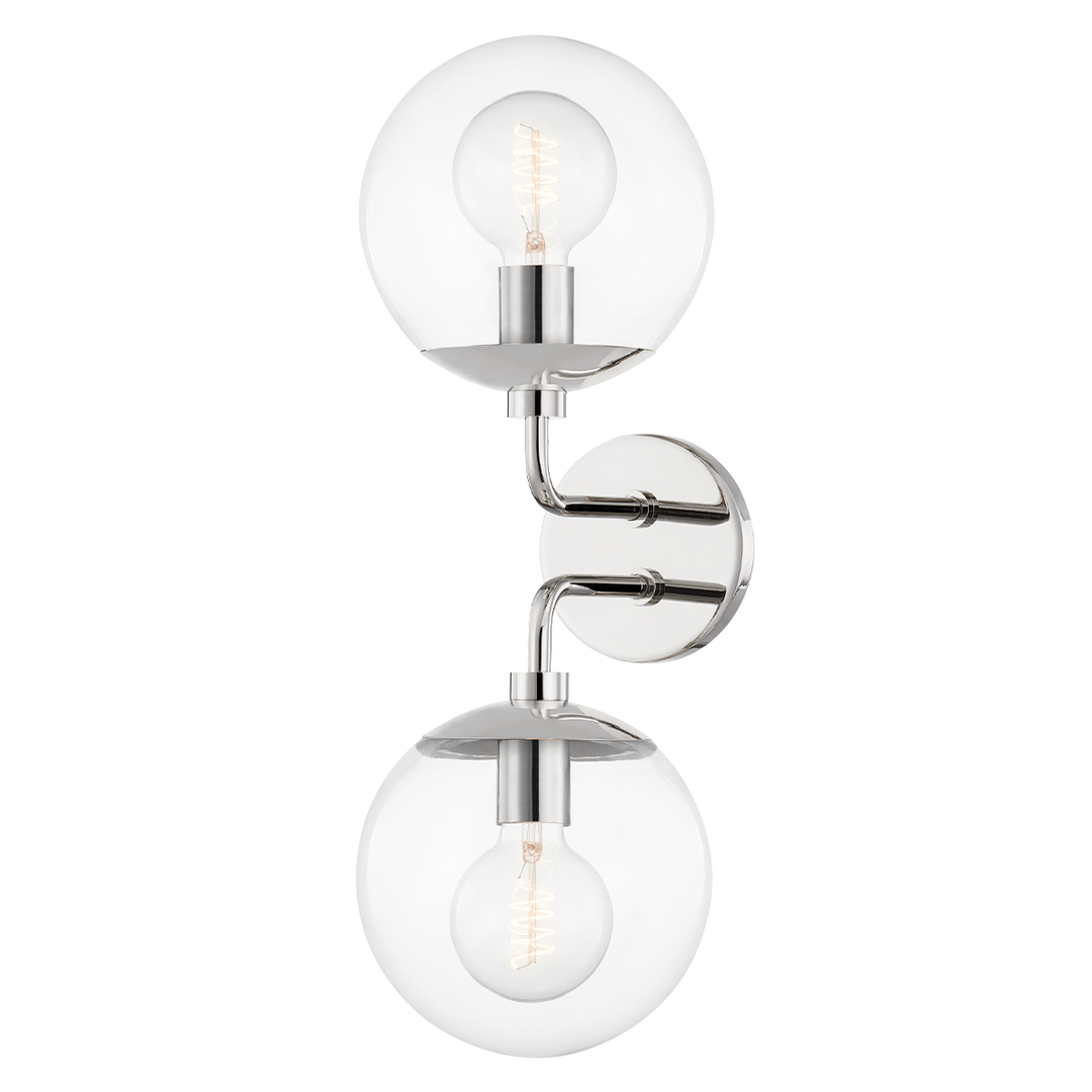 Meadow 2 Light Wall Sconce - Polished Nickel