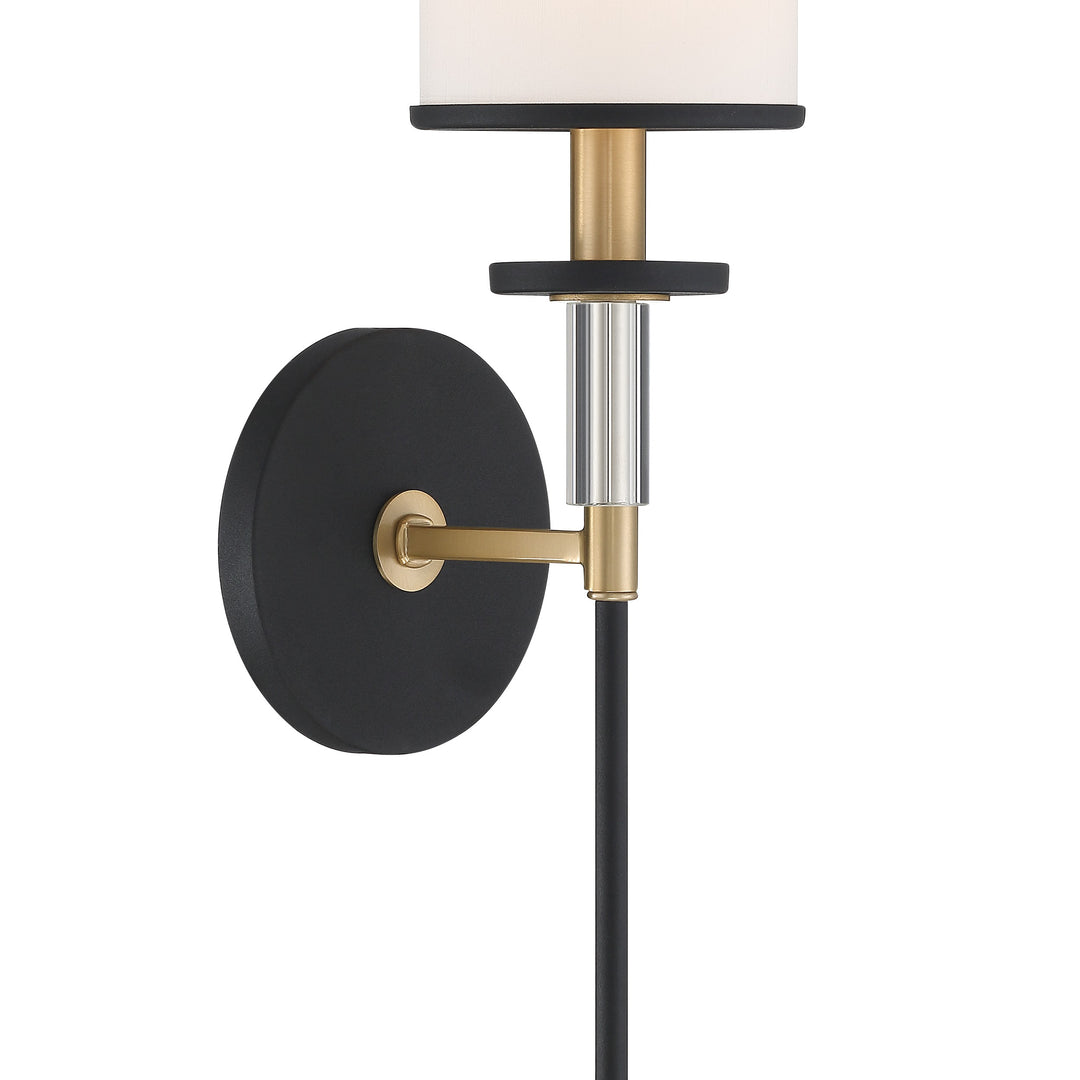 Crystorama Hatfield 1 Light Black Forged + Vibrant Gold Sconce