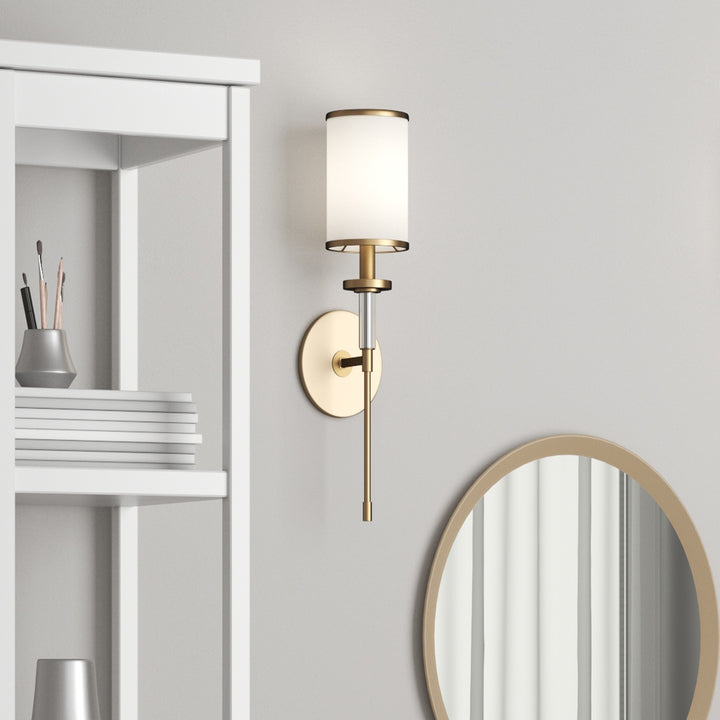 Crystorama Hatfield 1 Light Black Forged + Vibrant Gold Sconce